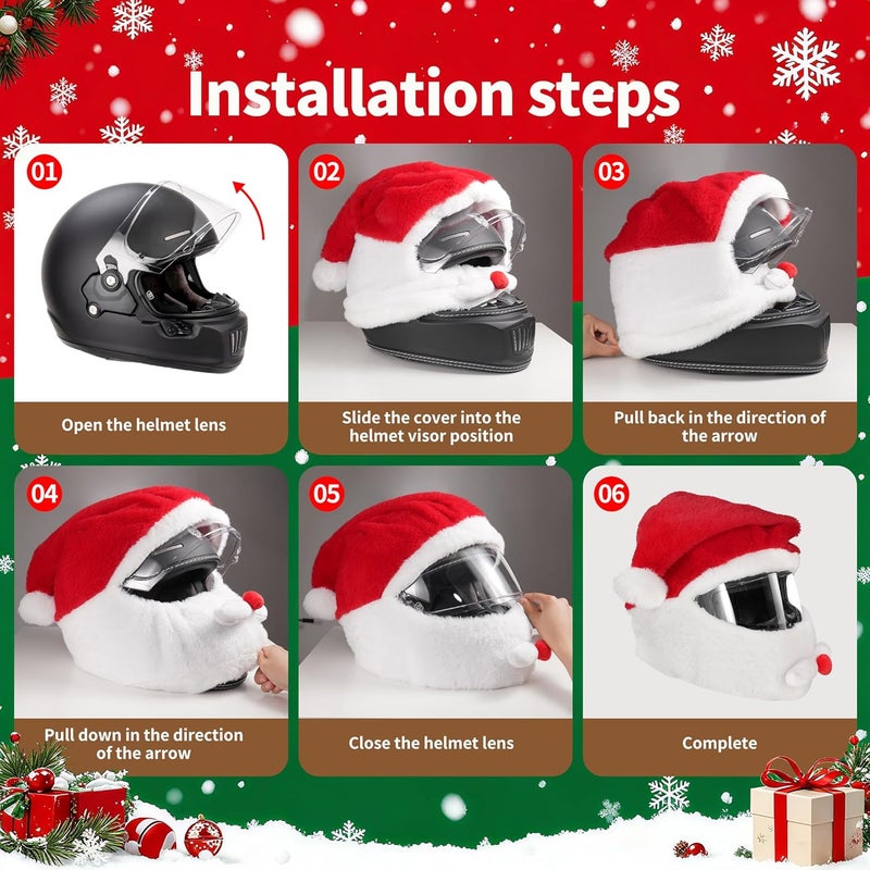 VCOROS Motorcycle Helmet Cover Christmas, Fluffy Full Face Helmet Cover Decoration, Festive Gear Xmas Cover for Fun Rides - Image 5
